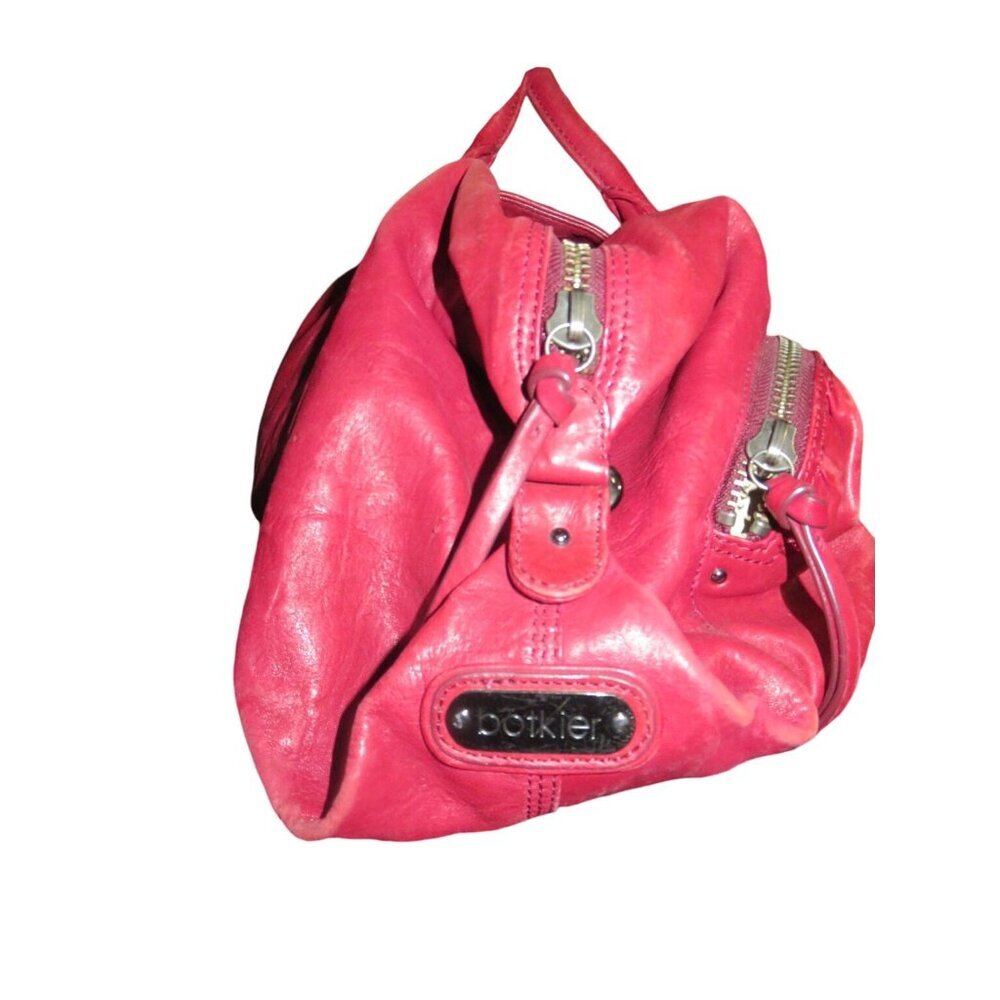 Botkier Bianca Red Italian Distressed Leather Satchel Weekender Duffle - Picture 4 of 14